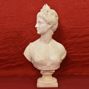 SCULTURE ANTICHE IN MARMO, SCULTURA ANTICA DI DONNA, DIANA, HUDON, EPOCA XIX SECOLO. (STMA76)